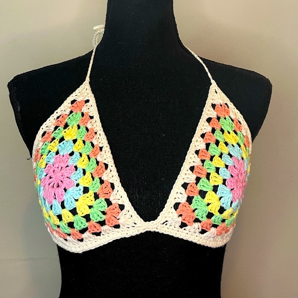 Crochet top bikini Cotton yarn Handmade By Seller festival, rave, pool summer - Picture 3 of 10